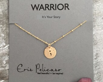 Semicolon Jewelry Recovery Gift Mental Health Sobriety Gift Inspirational Gift Strength Necklace Serenity Prayer Addiction Recovery Sobriety