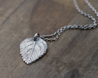 Rustic Leaf Necklace in Sterling Silver | Botanical Silver Necklaces for Women | Handmade Jewelry by Burnish