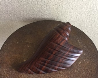 Mid Century Vintage Carved Wood Shell, Conch, Seashell