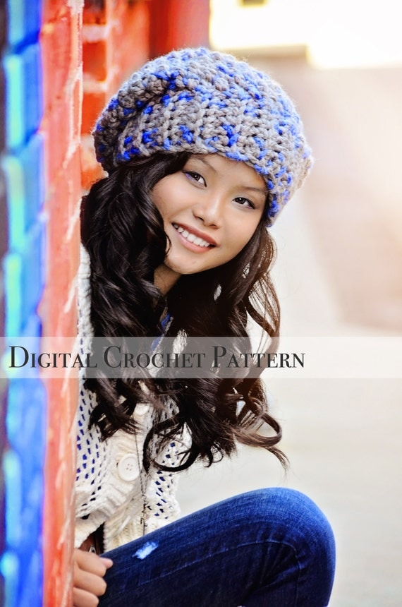 Download Crochet Pattern / Slouchy Hat Crochet Pattern / Crochet Hat