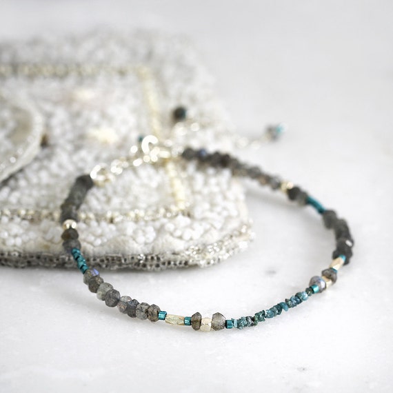 Rough Blue Diamond Bracelet - Skinny Diamond Bracelet