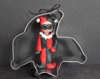 Superhero Jester Christmas Ornament Girl Costume Metal Cookie Cutter Polymer Clay Milestone Cake Topper Villain Harley Quinn Halloween Hero