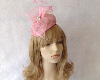 Pink Fascinator, Pink Fascinator Hat, Pink Feather Fascinator, Pink Wedding Fascinator, Pink Derby Hats for Women, Pink Church hat,Pink Hats