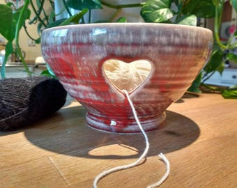 Pottery Yarn Bowl UK Knitting Bowl Handmade - Copper Reds - ready to ship