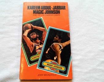 Vintage 80's Basketball Paperback, "Kareem Abdul-Jabbar, Magic Johnson and the Los Angeles Lakers" by Jerry Bronfield, 1981.