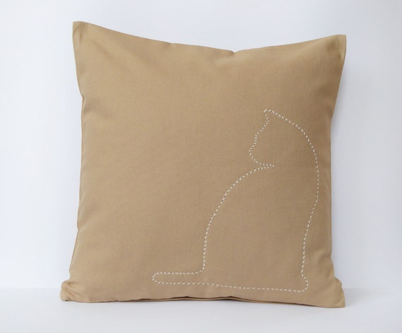 embroidered cat pillow