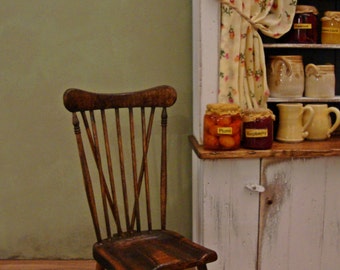 Rustic Brace Back Windsor Chair 1/12 Scale Dollhouse Miniature Furniture