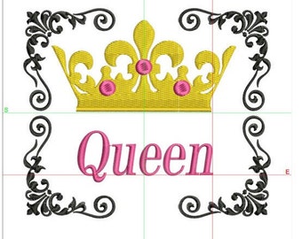 Queen crown embroidery design