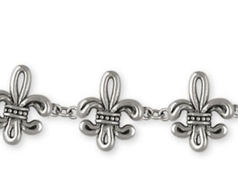 Fleur De Lis Bracelet Jewelry Sterling Silver Handmade Flower Bracelet FD13-BR