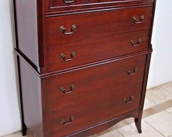 RARE Very Hard to Find Karpen Furniture Highboy Dresser Chest Mahogany 5 Drawers Insured safe Nation Wide Shipping Available