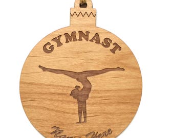 Personalized Wood Gymnastics Ornament Handstand