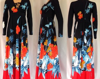 1970's Tori Richard Honolulu for Liberty House Maxi Dress 27" W