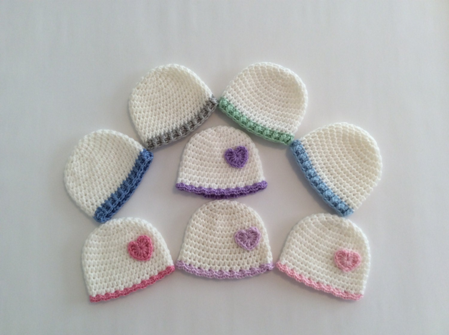 Crochet Preemie Hats NICU Hospital Hats by Crochet2Cherish4You