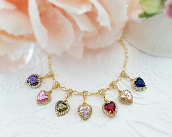 CZ Heart Necklace, Romantic Gift For Her, Cubic Zirconia Heart, Gold Necklace, Valentines Day, Wife, Mom, Daughter, Anniversary, Love, N2424