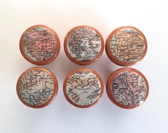 Map Cabinet Knobs World Map Knobs Map Drawer Knobs