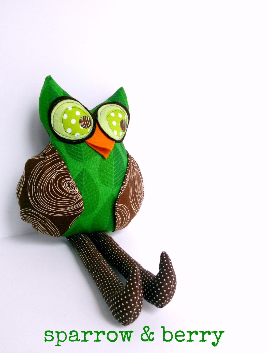 Green owl doll Plush woodland owl Stuffed animal Owl