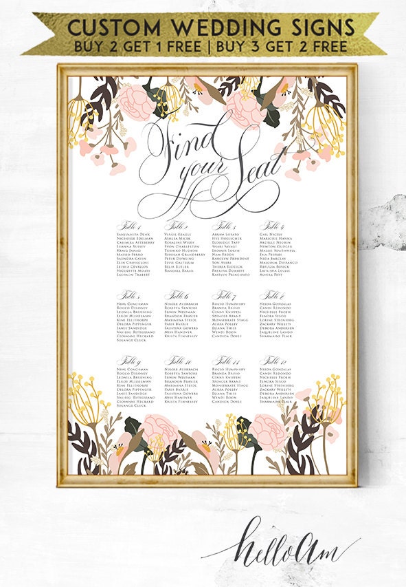 wedding seating - seating chart poster - seating chart - wedding seating plan - wedding chair signs - wedding welcome sign - wedding sign