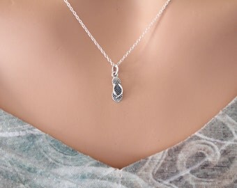 Sterling Silver Flip Flop Charm Necklace, Silver Flip Flop Necklace, Flip Flop Necklace, Simple Flip Flop Necklace, Tiny Flip Flop Necklace