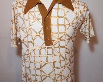 FREE SHIPPING 1970 Abstract Men Knit Shirt