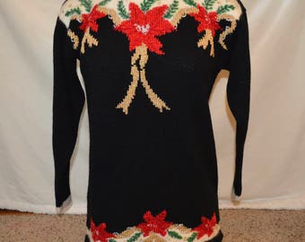 Small vintage, Ugly Christmas Sweater, Vintage with sparkle bows, grandma sweater, ugly sweater party, grandma for days
