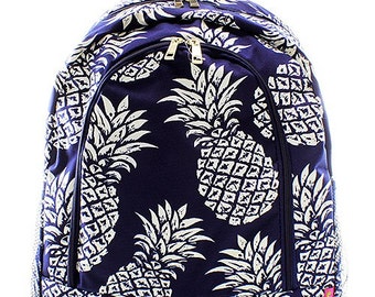 SALE Personalized Navy Blue Pineapple Print Backpack * Bookbag with Monogram or Name * Custom Monogrammed Book bag * Embroidered Gift