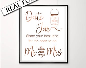Copper Foil Engagement Party Sign Date Jar Poster Mr Mrs Copper Foil Engagement Party Sign Date Jar Poster Mr Mrs