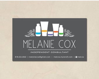 printable - skin care business cards - mommy calling cards - hand illustrated bottles and florals - personalized - skin business - DIY