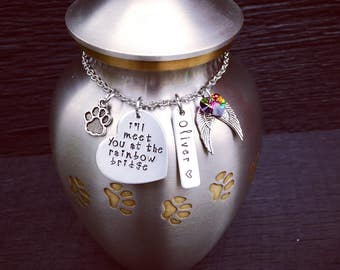 I'll Meet You At The Rainbow Bridge Urn Keepsake | URN NOT INCLUDED | Pet Urn Memorial | Pet Cremation Keepsake | Pet Cremation Memorial