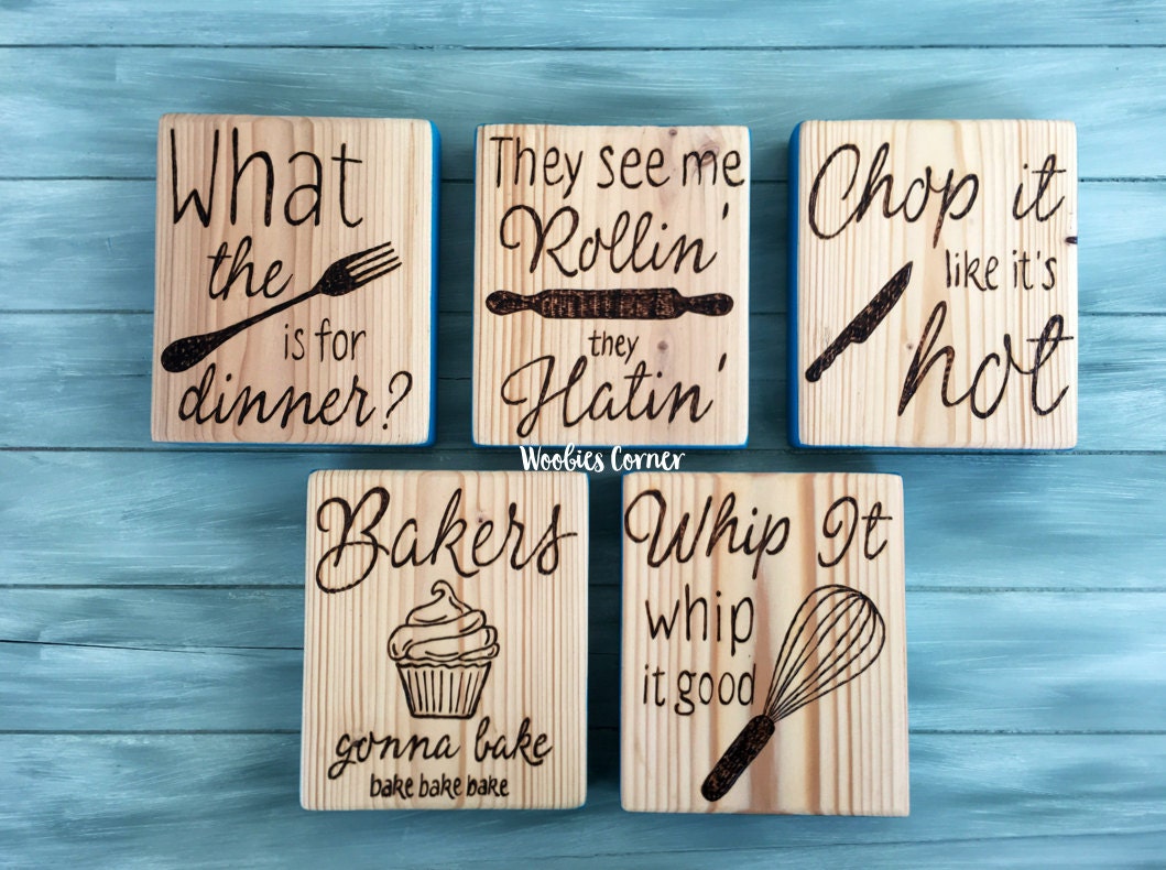 View Detail SET OF FIVE Kitchen Quotes Funny kitchen signs Wood kitchen Design Interior