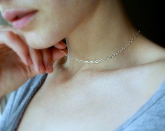 Silver chain choker sterling silver choker minimalist jewelry simple chain necklace dainty necklace short silver necklace choker necklace