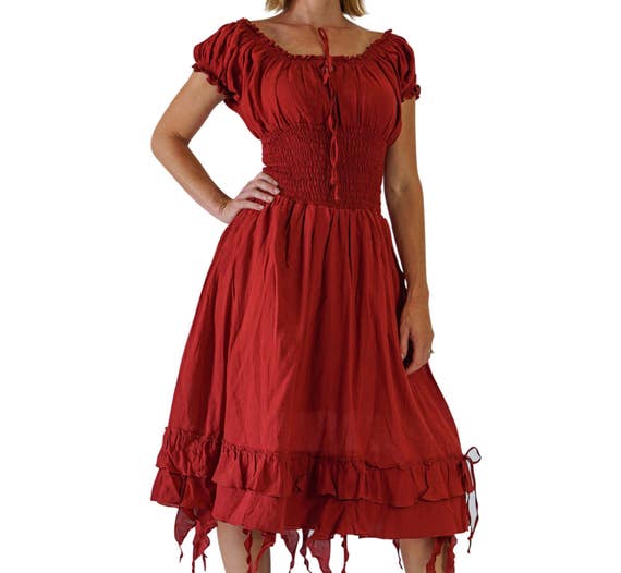 FRILL BOTTOM Burnt Orange Renaissance Festival Dress Womens