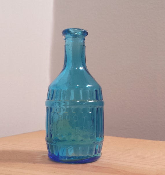 Root Bitters Blue Glass Bottle vintage by DanushasCollectibles