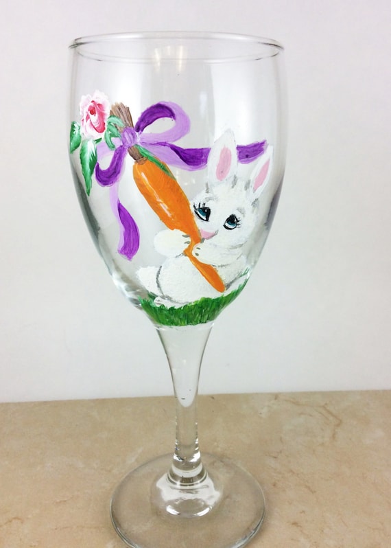 Easter wine glasses Easter Bunny Easter glassware Easter