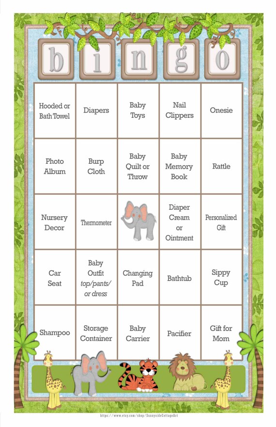 baby jungle shower theme animal Baby 66 Baby 66 Shower Safari Bingo Bingo, Shower Jungle Game, card