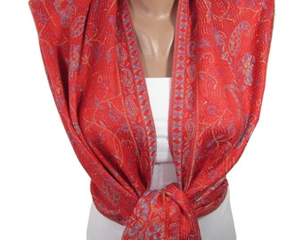 Pashmina Scarf Red Scarf Shawl Holiday Gift Christmas Gift For Her Gift For Women Winter Scarf Women Fashion Accessories Boho Paisley Scarf