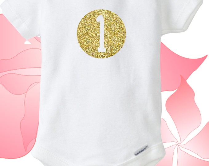 One Year Old Gold Glitter Baby Onesies® Baby Bodysuit, First Birthday Outfit