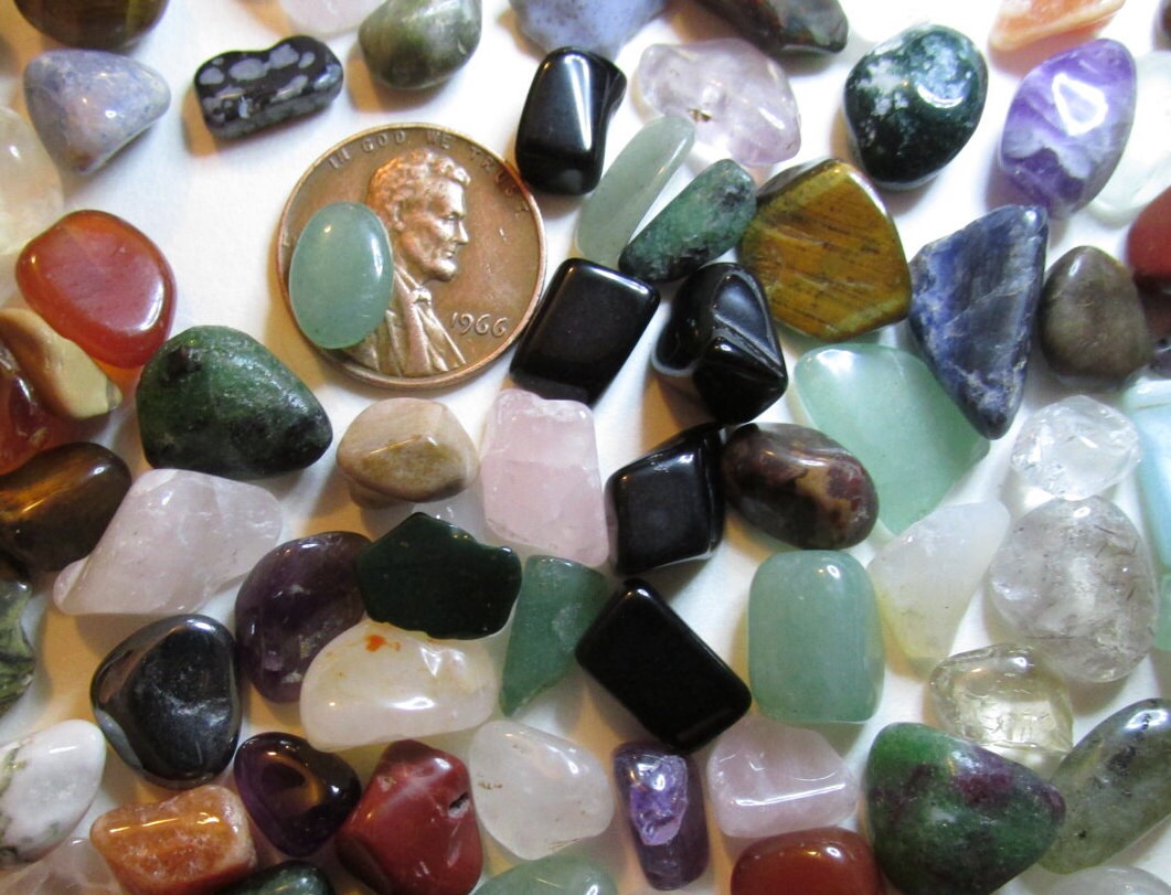 Tumbled Mini-Stones- Randomly Assorted Types- 8mm to 15mm long (about 1 ...