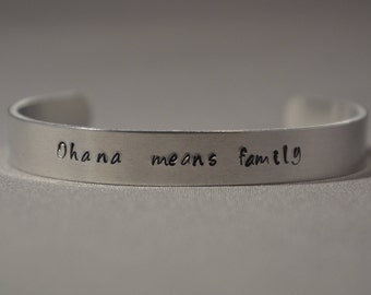 Ohana Means Family Cuff Bracelet - Lilo and Stitch, Disney, Family Means Nobody Gets Left Behind, Mother's Day, Disney Jewelry