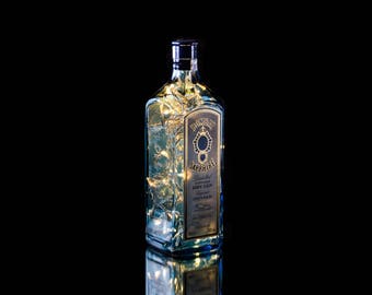 Up-cycled Bombay Sapphire Bottle Lamp