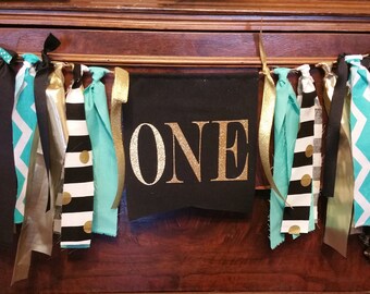 Mr Onderful Banner, Mr Onederful High Chair Garlqnd, Turquoise Gold Banner, Aqua Decorations, First Birthday Boy, 1st Birthday Boy