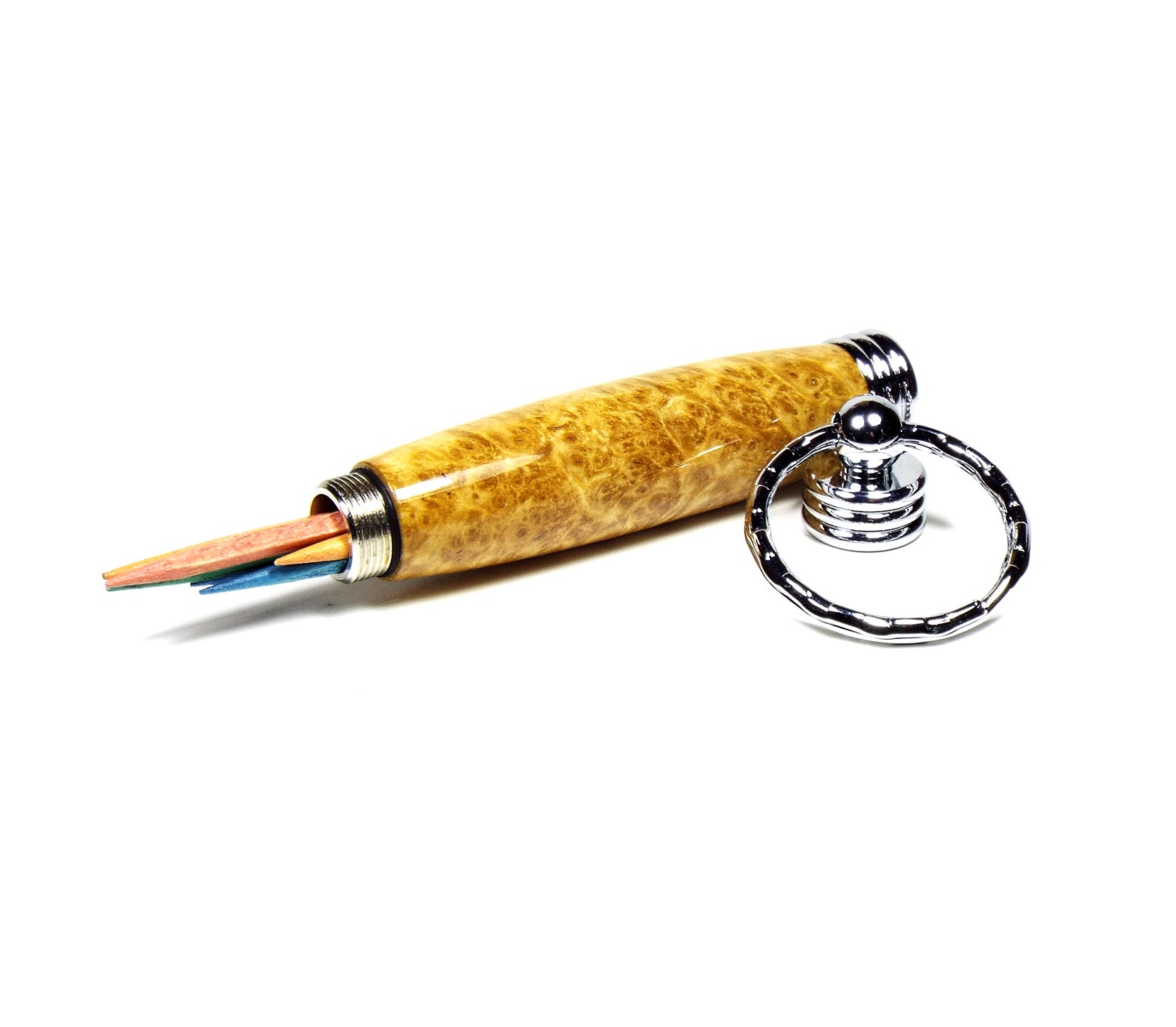 Toothpick Keychain Wood Key Chain Turned Key Chain Pill