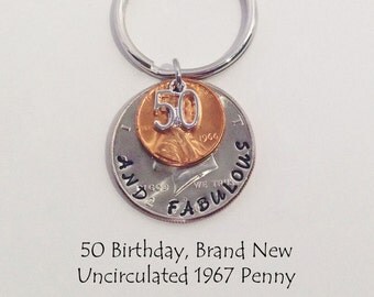 50th Birthday Gift, Over the Hill Gift, 50th Birthday Gift for Woman, 50th Birthday Gift for Men, Fifty Gift, 1967 Penny, 50 Years, 50th