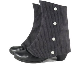 Spats Black and White, Ankle Boot Cover, Steampunk Spats