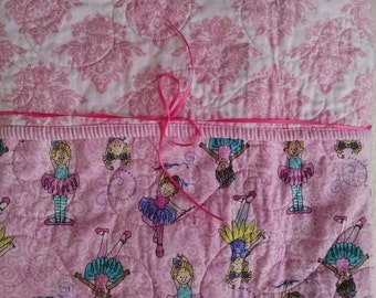 Baby Girl Quilt, Ballerina Quilt, Girl Quilt, Dancing, Ballerina Nursery, Ballerina Bedding, Pink, White, Purple, Aqua, Yellow