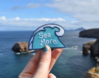 Sea More Patch - Iron-on Surfer Badge - Ocean backpack patches