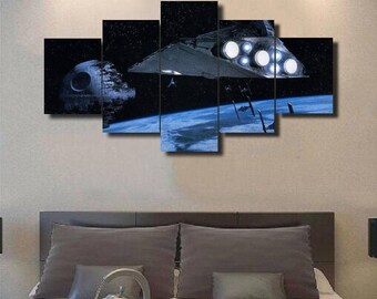 The Death Star - 5 Piece Canvas Wall Art | Star Wars Wall Art | Painting | Poster | Print | Mural | Decal | Artwork | Home Decor