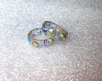 90's Pastel Goth Ring, Blue Resin Ring, Pastel Grunge, Kawaii Resin Ring, Soft Grunge, Lolita Ring, Fairy Kei, Blue Ring, Kawaii Ring