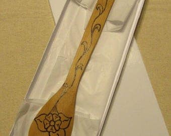 Wood Burned Spoons - Wood Burning Art - Pyrography - Slotted Spoon- Bamboo- FREE SHIPPING