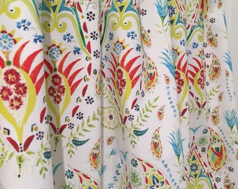 Paisley Turquoise, Red, Yellow, Lime Green Cafe Valances, Window treatments, kitchen curtain, bathroom or bedroom valance or curtains