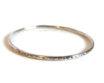 Thin Solid Fine Silver Bangle Hammered Oxidized Silver Bangle Texturized Fine Silver Bangle Rustic Artisan 999 Silver Single Bangle